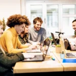 group, conversation, technology, job, indoor