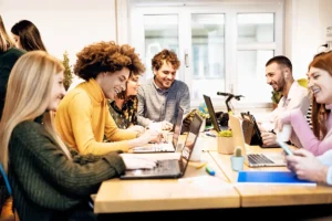 group, conversation, technology, job, indoor