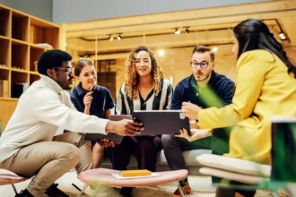 people, group, indoor, conversation, technology