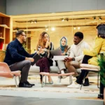 people, group, sitting, furniture, indoor