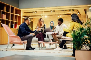 people, group, sitting, furniture, indoor