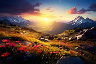 landscape, nature, mountain range, sunset, outdoor