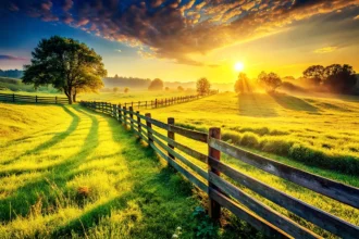 landscape, nature, sunset, rural area, field